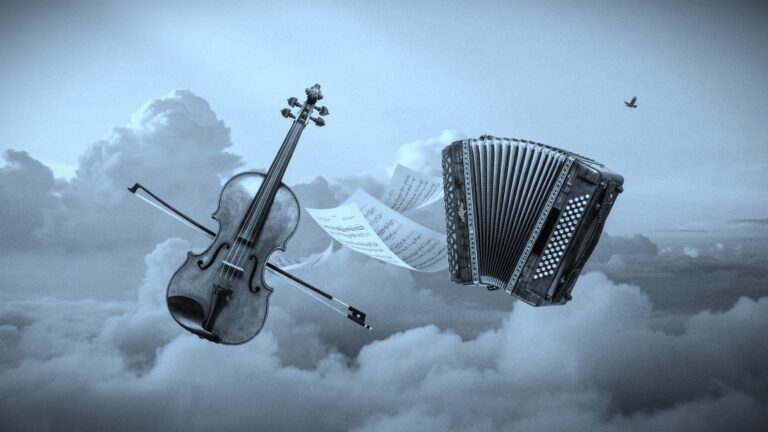 DECORATIVE IMAGE OF a violin and bandoneon